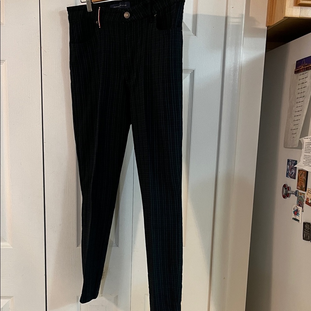 Tommy Hilfiger Black and Green Striped Pants  size 12